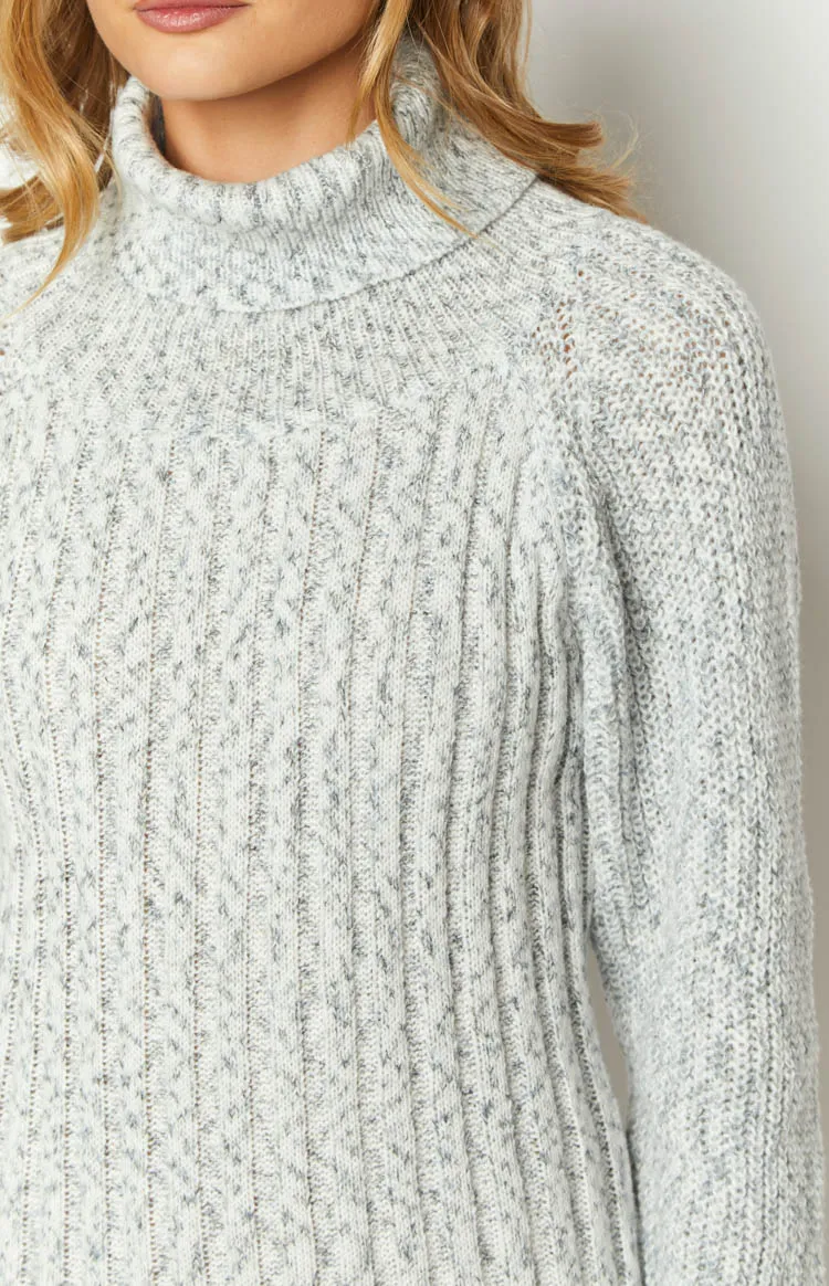 Xanthi Grey Roll Neck Sweater Mini Dress