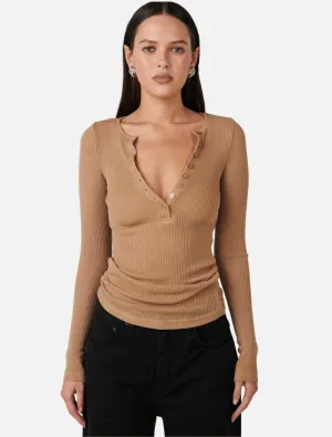 Xavier Button Top - Latte