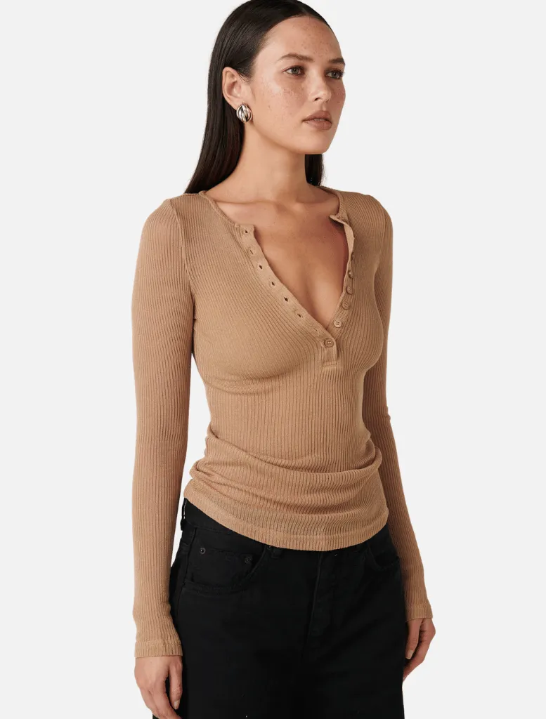 Xavier Button Top - Latte
