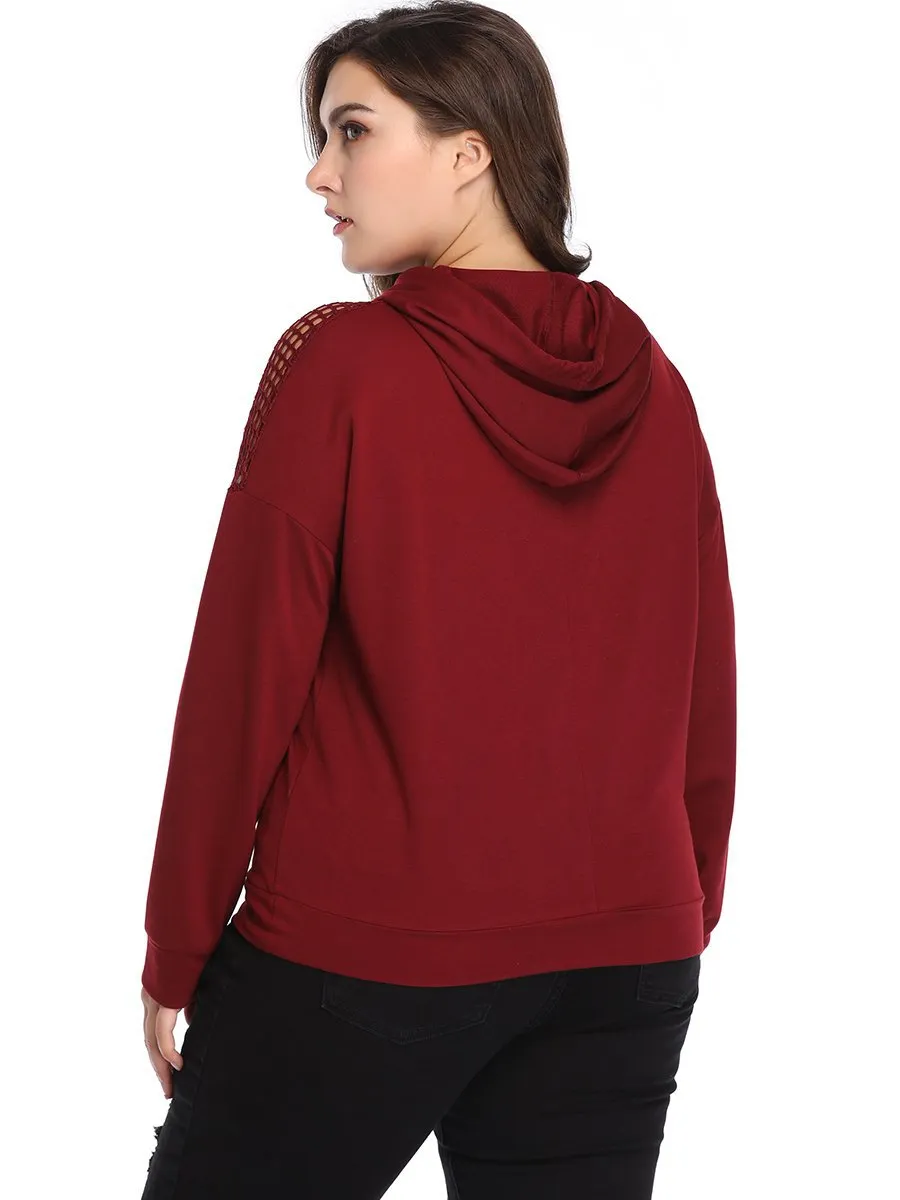 XL Fashion Mesh Stitching Long-sleeved Sweater