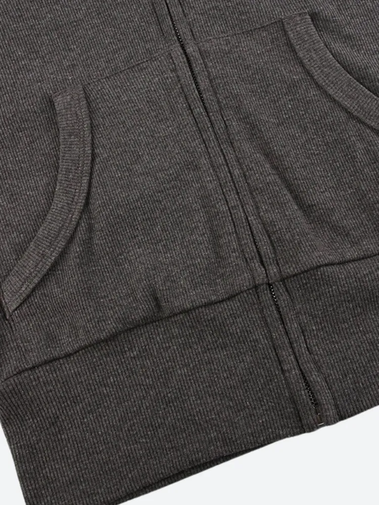 Y2K Ribbed Zip-Up Hoodie