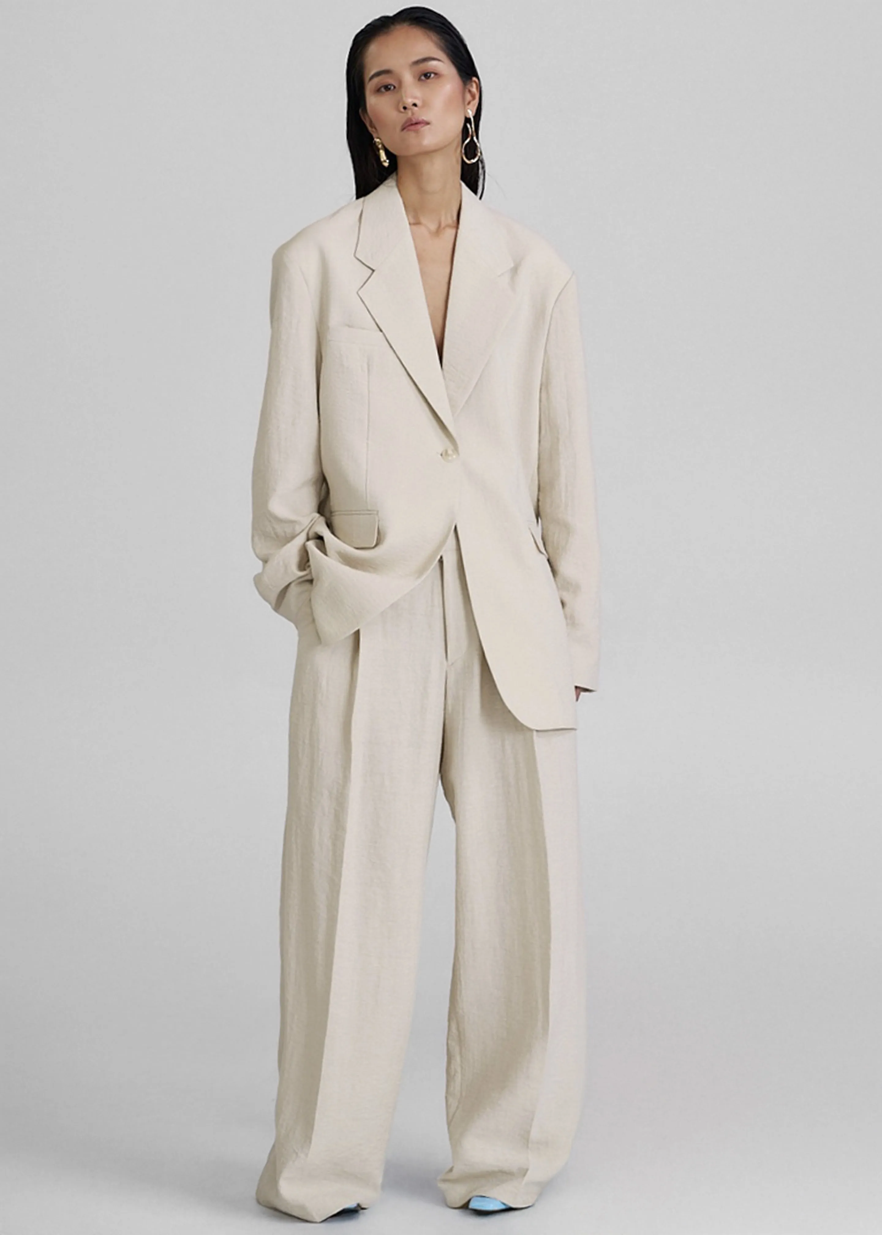 Yasmine Oversized Blazer - Light Beige